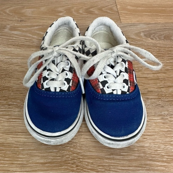 Vans Old Skool Toddler Mixed Print Blue Plaid Checkerboard Sneakers. Size 6 - Picture 5 of 10
